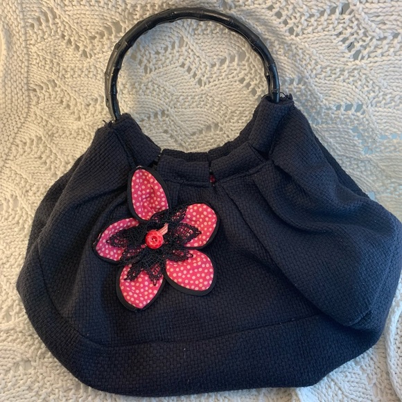 Black Bamboo Handle Handbag. - Picture 2 of 5